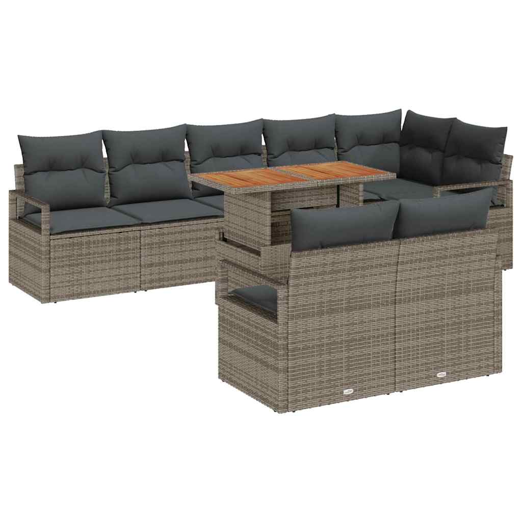 Garten-Sofa-Set mit Kissen mit Kissen 9 pcs Grau und Braun