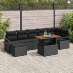 Garten Essgruppe mit Kissen 8 pcs Schwarz und Braun