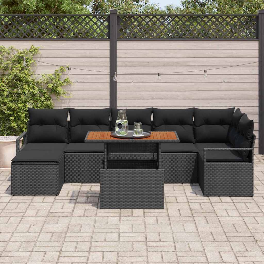 Garten Essgruppe mit Kissen 8 pcs Schwarz und Braun