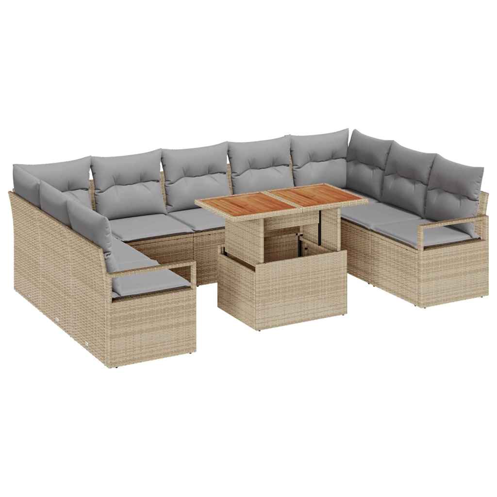 Garten-Sofa-Set mit Kissen 10 pcs Beige und Grau