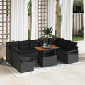 Garten-Sofa-Set mit Kissen 10 pcs Schwarz und Braun