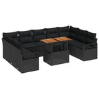 Garten-Sofa-Set mit Kissen 10 pcs Schwarz und Braun