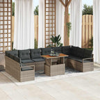 Garten-Sofa-Set mit Kissen 11 pcs Grau und Braun