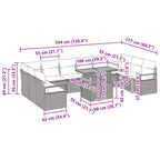 Garten-Sofa-Set mit Kissen 11 pcs Grau und Braun