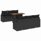 Garten-Sofa-Set mit Kissen mit Kissen 7 pcs Schwarz und Braun