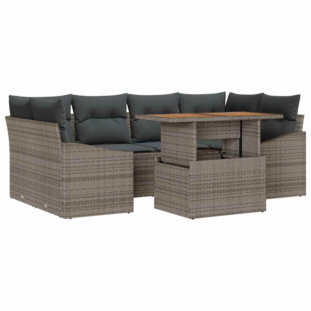 Garten Essgruppe mit Kissen 7 pcs Grau und Braun