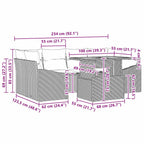Garten Essgruppe mit Kissen 7 pcs Grau und Braun