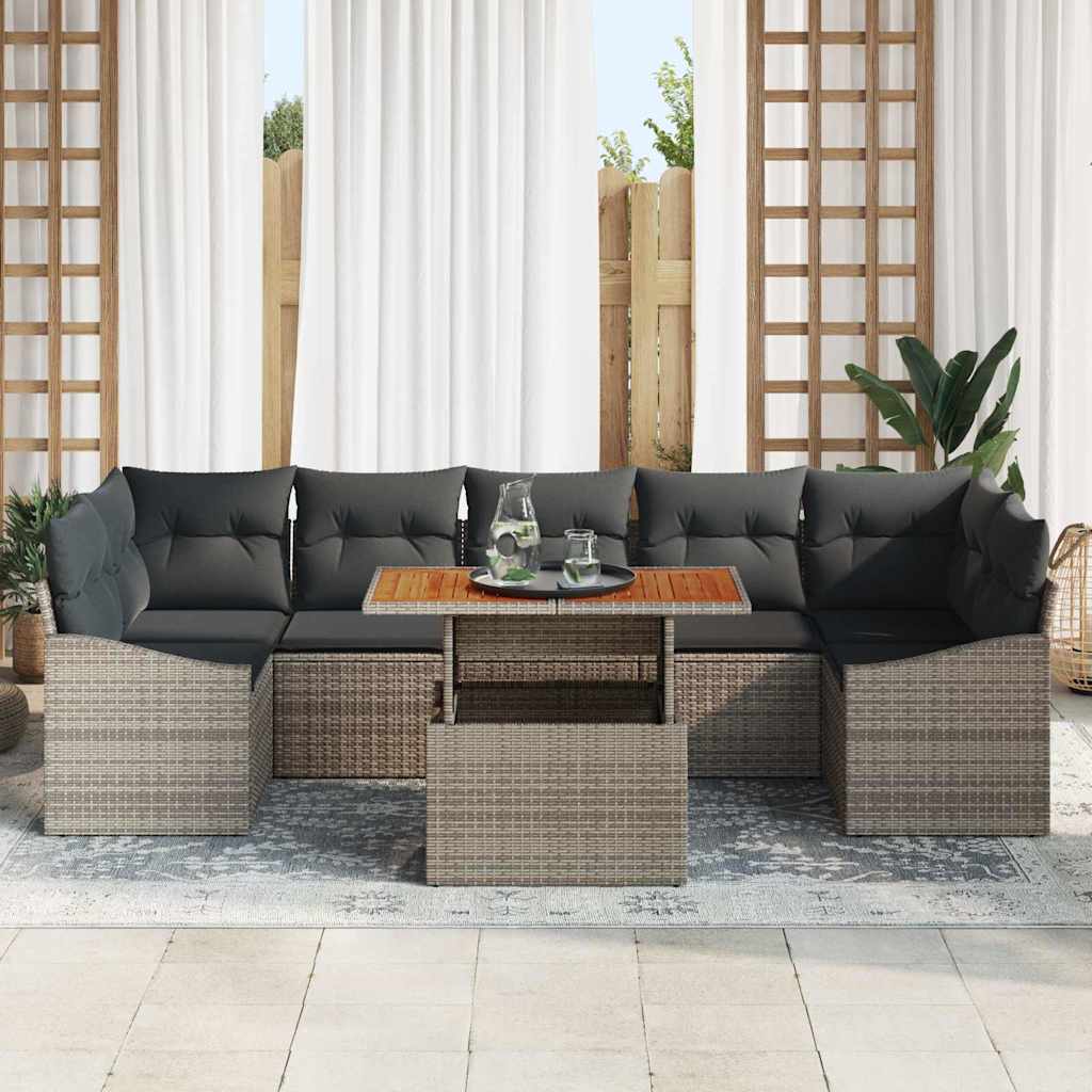 Garten Essgruppe mit Kissen 8 pcs Grau und Braun