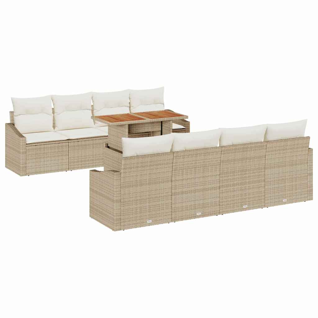 Garten Essgruppe mit Kissen 9 pcs Beige und Creme