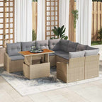 Garten Essgruppe mit Kissen 9 pcs Beige und Grau