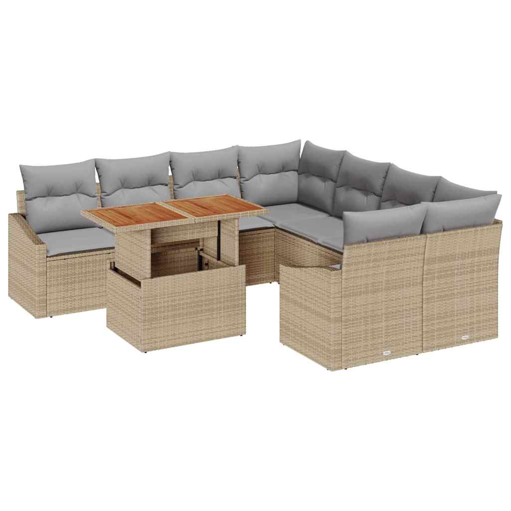 Garten Essgruppe mit Kissen 9 pcs Beige und Grau