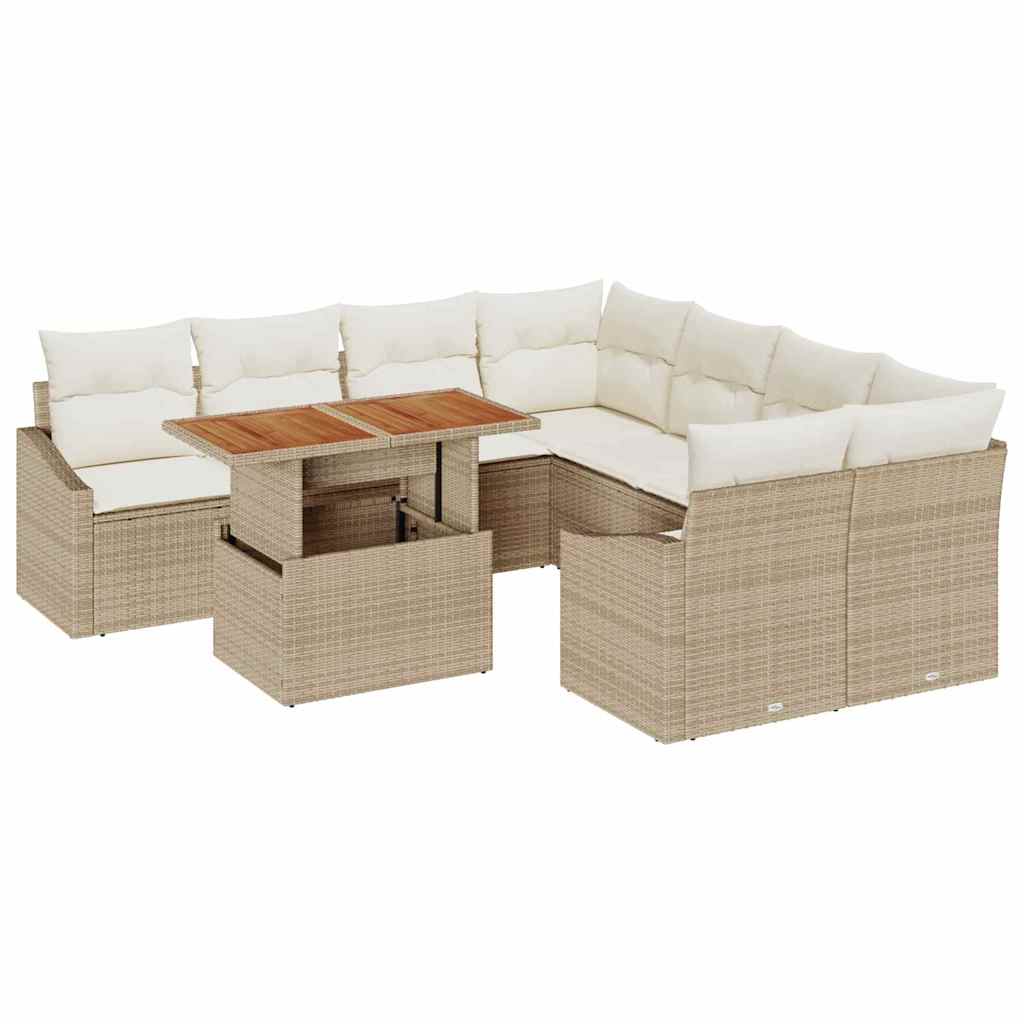 Garten Essgruppe mit Kissen 9 pcs Beige und Creme