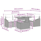 Garten Essgruppe mit Kissen 6 pcs Schwarz und Braun