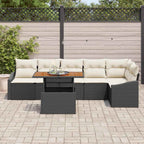 Garten Essgruppe mit Kissen 7 pcs Schwarz und Creme