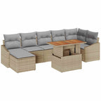 Garten Essgruppe mit Kissen 8 pcs Beige und Grau