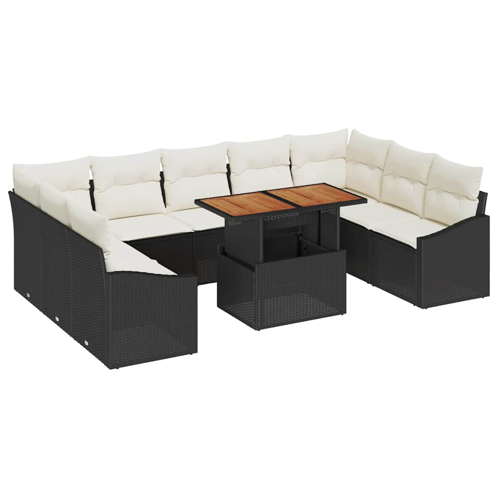 Garten Essgruppe mit Kissen 10 pcs Schwarz und Creme