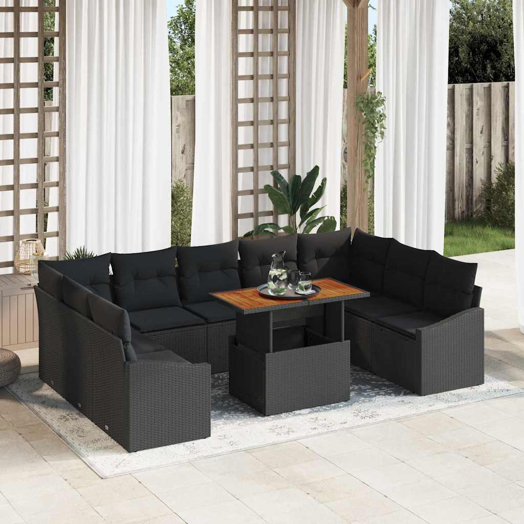 Garten Essgruppe mit Kissen 10 pcs Schwarz und Braun