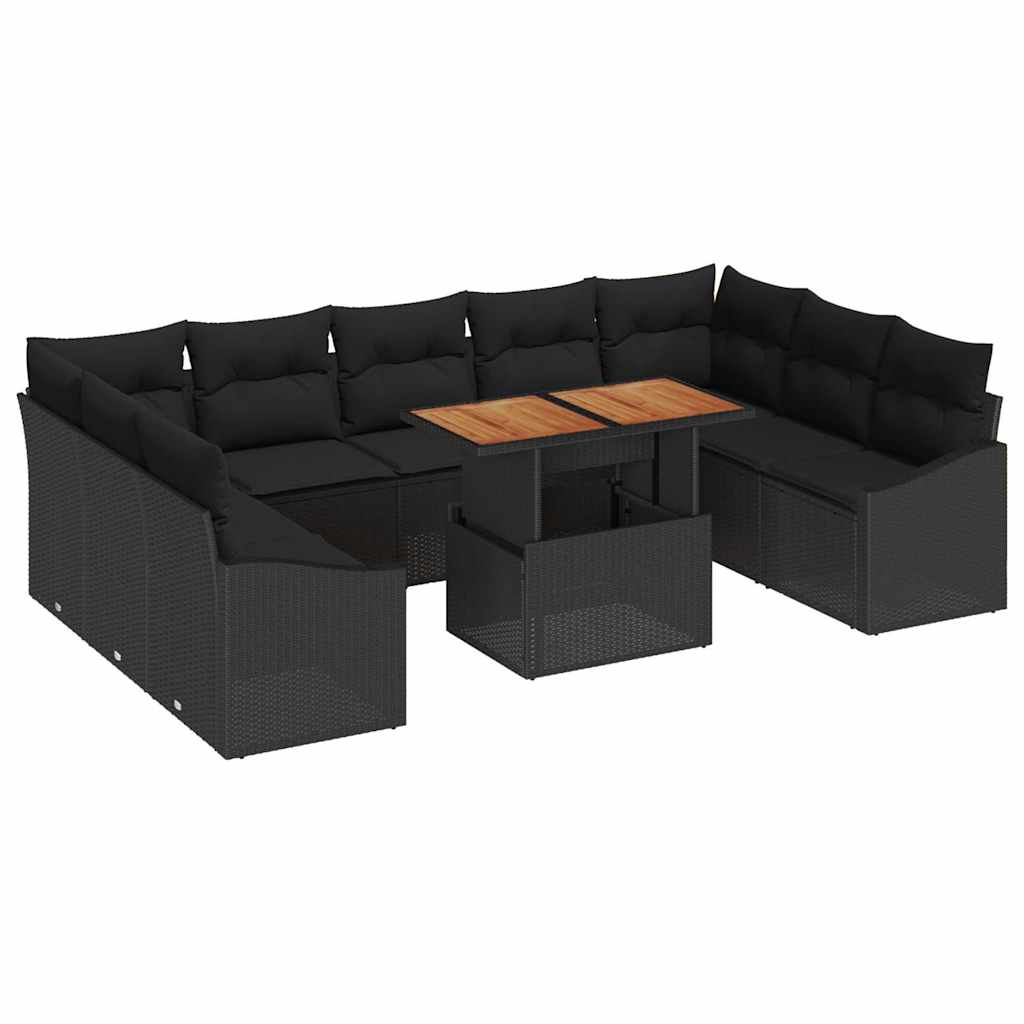 Garten Essgruppe mit Kissen 10 pcs Schwarz und Braun