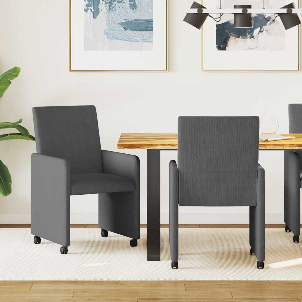Esszimmerstühle mit Rollen 2 pcs Dunkelgrau 57 x 66 x 94 cm