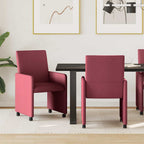Esszimmerstühle mit Rollen 2 pcs Weinrot 57 x 66 x 94 cm Stoff