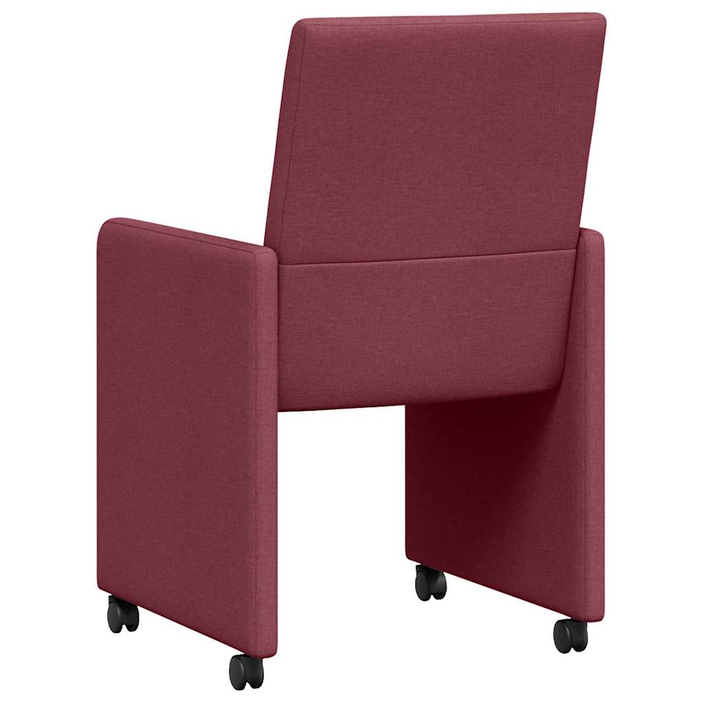 Esszimmerstühle mit Rollen 2 pcs Weinrot 57 x 66 x 94 cm Stoff