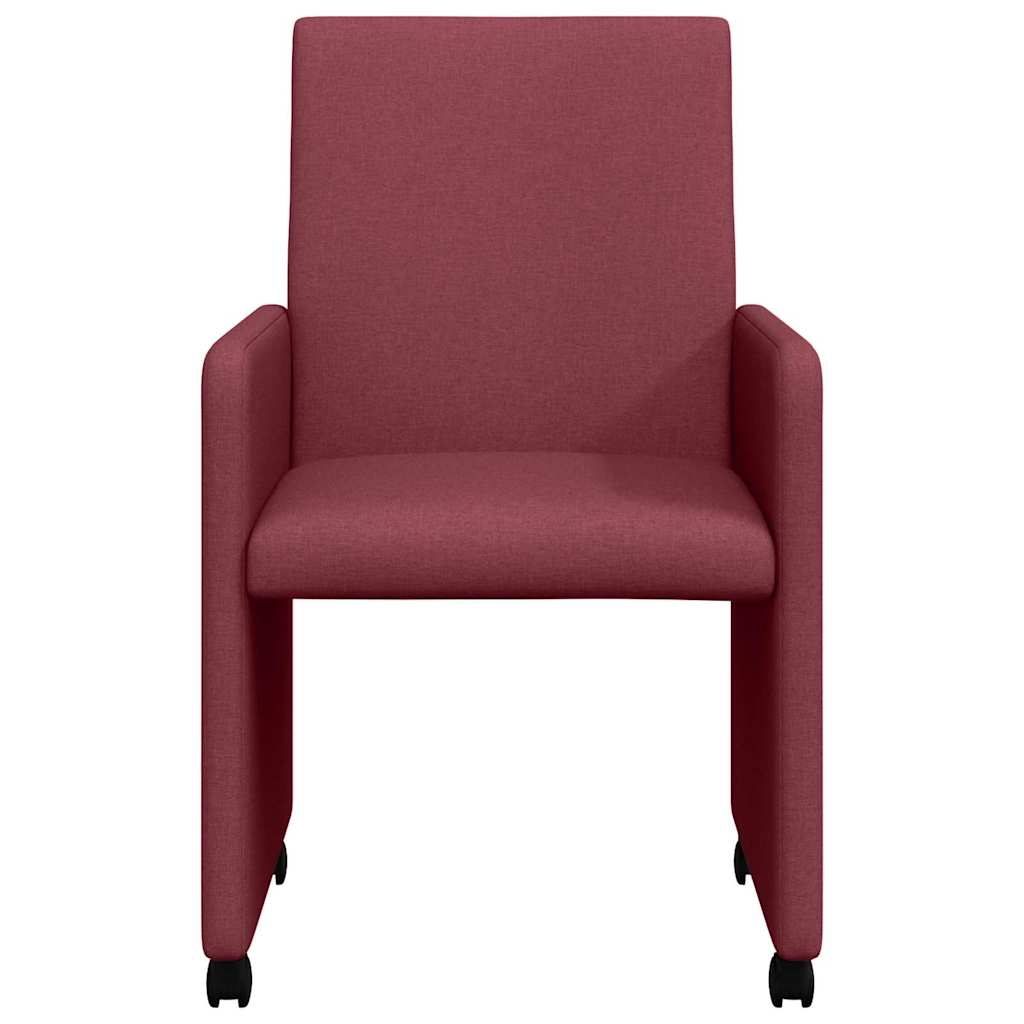 Esszimmerstühle mit Rollen 2 pcs Weinrot 57 x 66 x 94 cm Stoff