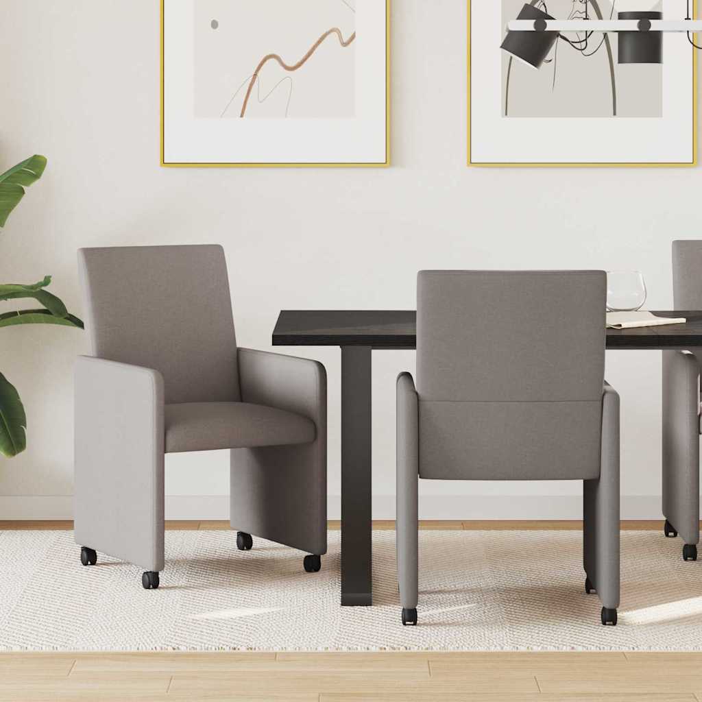 Esszimmerstühle mit Rollen 2 pcs Taupe 57 x 66 x 94 cm Stoff