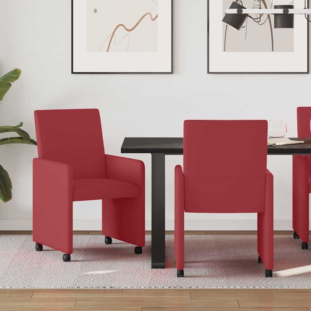 Esszimmerstühle mit Rollen 2 pcs Weinrot 57 x 66 x 94 cm