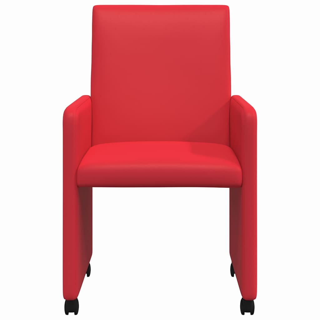 Esszimmerstühle mit Rollen 2 pcs Rot 57 x 66 x 94 cm Kunstleder