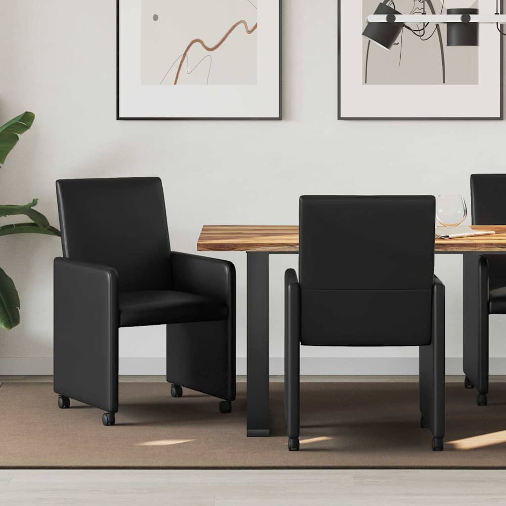 Esszimmerstühle mit Rollen 2 pcs Schwarz 57 x 66 x 94 cm