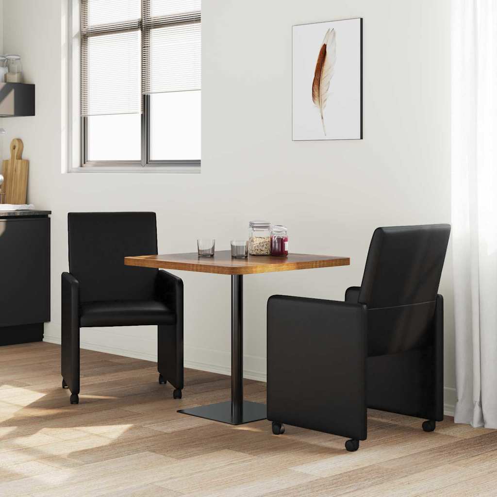 Esszimmerstühle mit Rollen 2 pcs Schwarz 57 x 66 x 94 cm