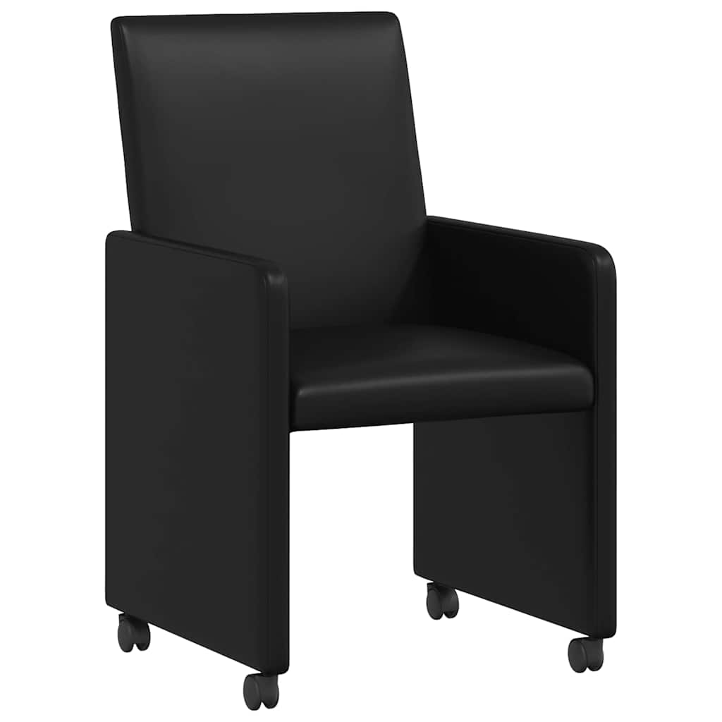 Esszimmerstühle mit Rollen 2 pcs Schwarz 57 x 66 x 94 cm