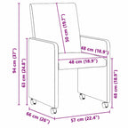 Esszimmerstühle mit Rollen 2 pcs Schwarz 57 x 66 x 94 cm