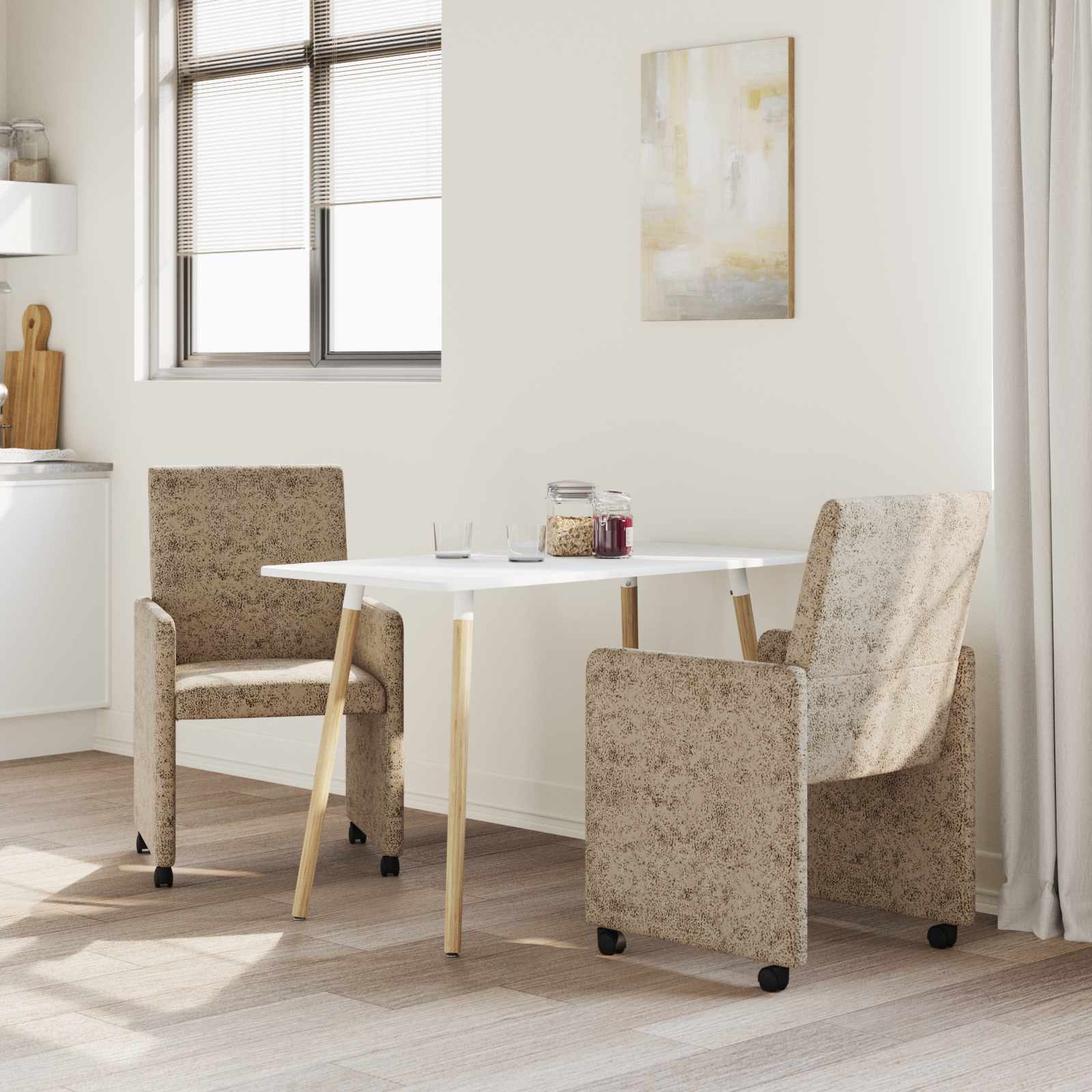 Esszimmerstühle mit Rollen 2 pcs Hellgrau 57 x 66 x 94 cm
