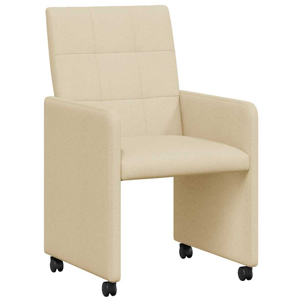 Esszimmerstühle mit Rollen 2 pcs Creme 58 x 65 x 94 cm Stoff