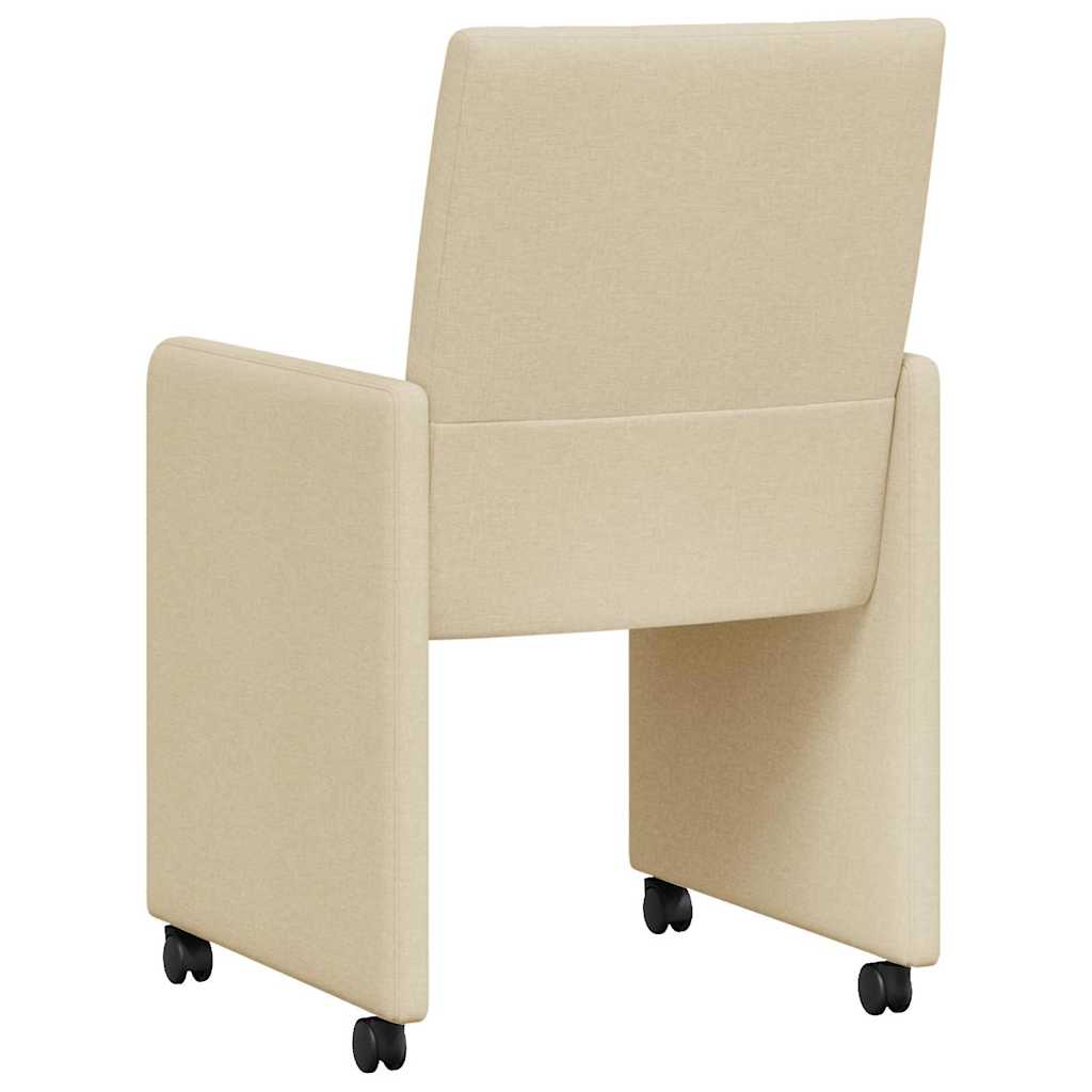 Esszimmerstühle mit Rollen 2 pcs Creme 58 x 65 x 94 cm Stoff