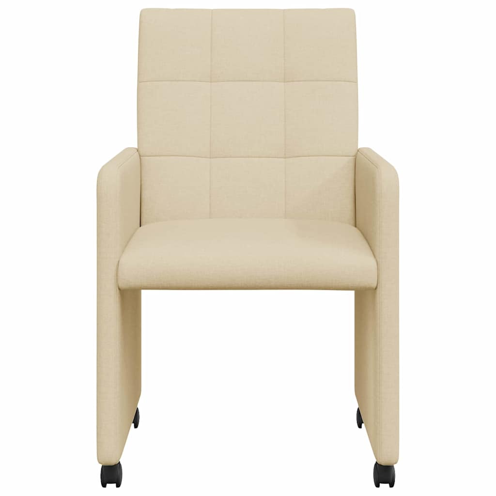 Esszimmerstühle mit Rollen 2 pcs Creme 58 x 65 x 94 cm Stoff