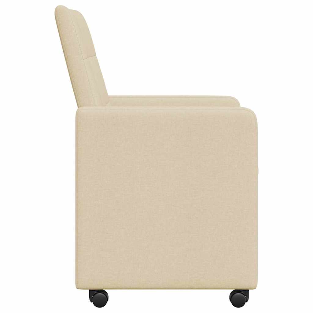 Esszimmerstühle mit Rollen 2 pcs Creme 58 x 65 x 94 cm Stoff