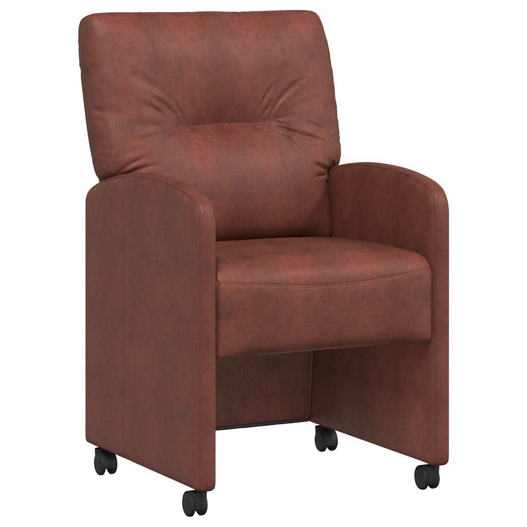 Esszimmerstühle mit Rollen 2 pcs Glänzendes Braun Kunstleder