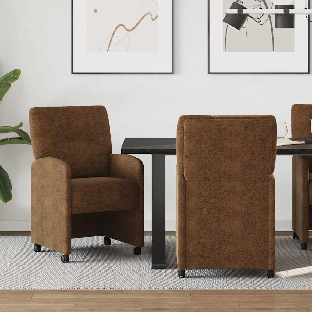 Esszimmerstühle mit Rollen 2 pcs Braun 57 x 67 x 95 cm