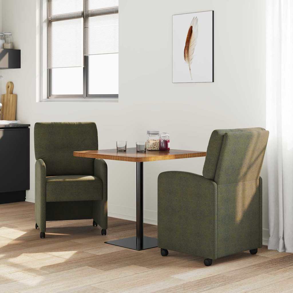 Esszimmerstühle mit Rollen 2 pcs Armeegrün 57 x 67 x 95 cm
