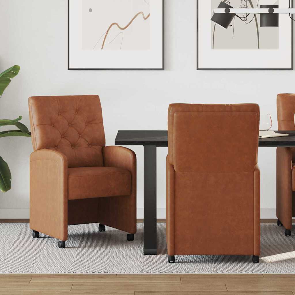 Esszimmerstühle mit Rollen 2 pcs Braun 58 x 67 x 97 cm