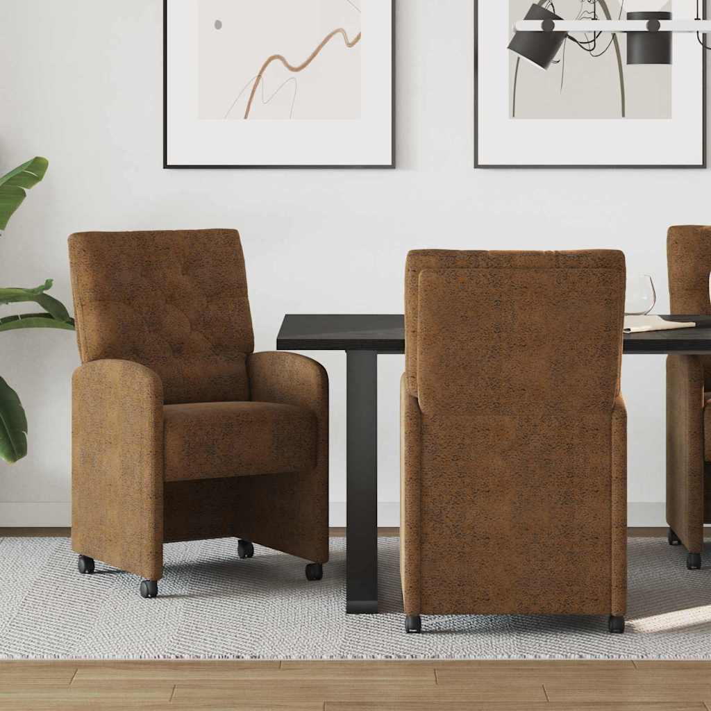 Esszimmerstühle mit Rollen 2 pcs Braun 58 x 67 x 97 cm