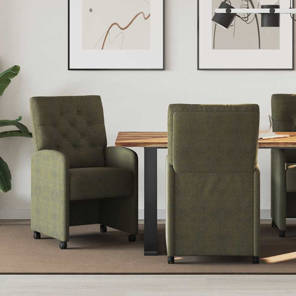 Esszimmerstühle mit Rollen 2 pcs Armeegrün 58 x 67 x 97 cm