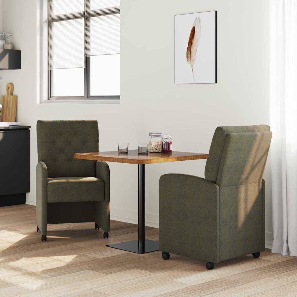 Esszimmerstühle mit Rollen 2 pcs Armeegrün 58 x 67 x 97 cm