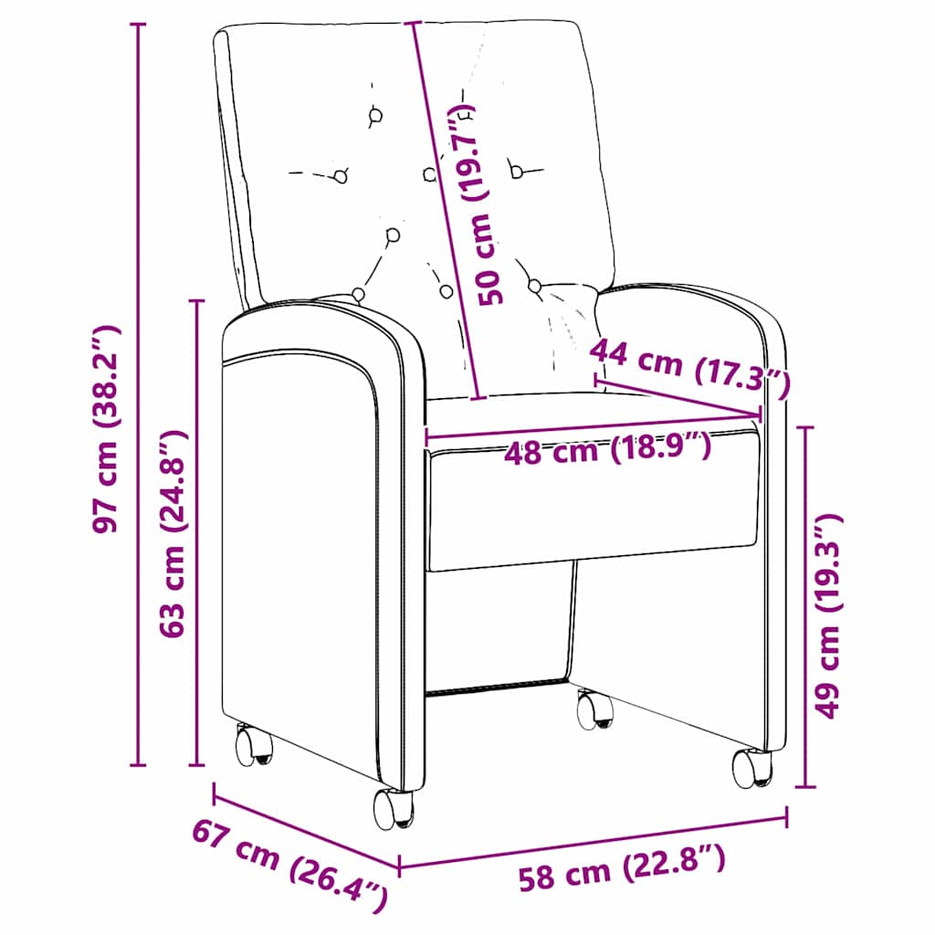 Esszimmerstühle mit Rollen 2 pcs Armeegrün 58 x 67 x 97 cm