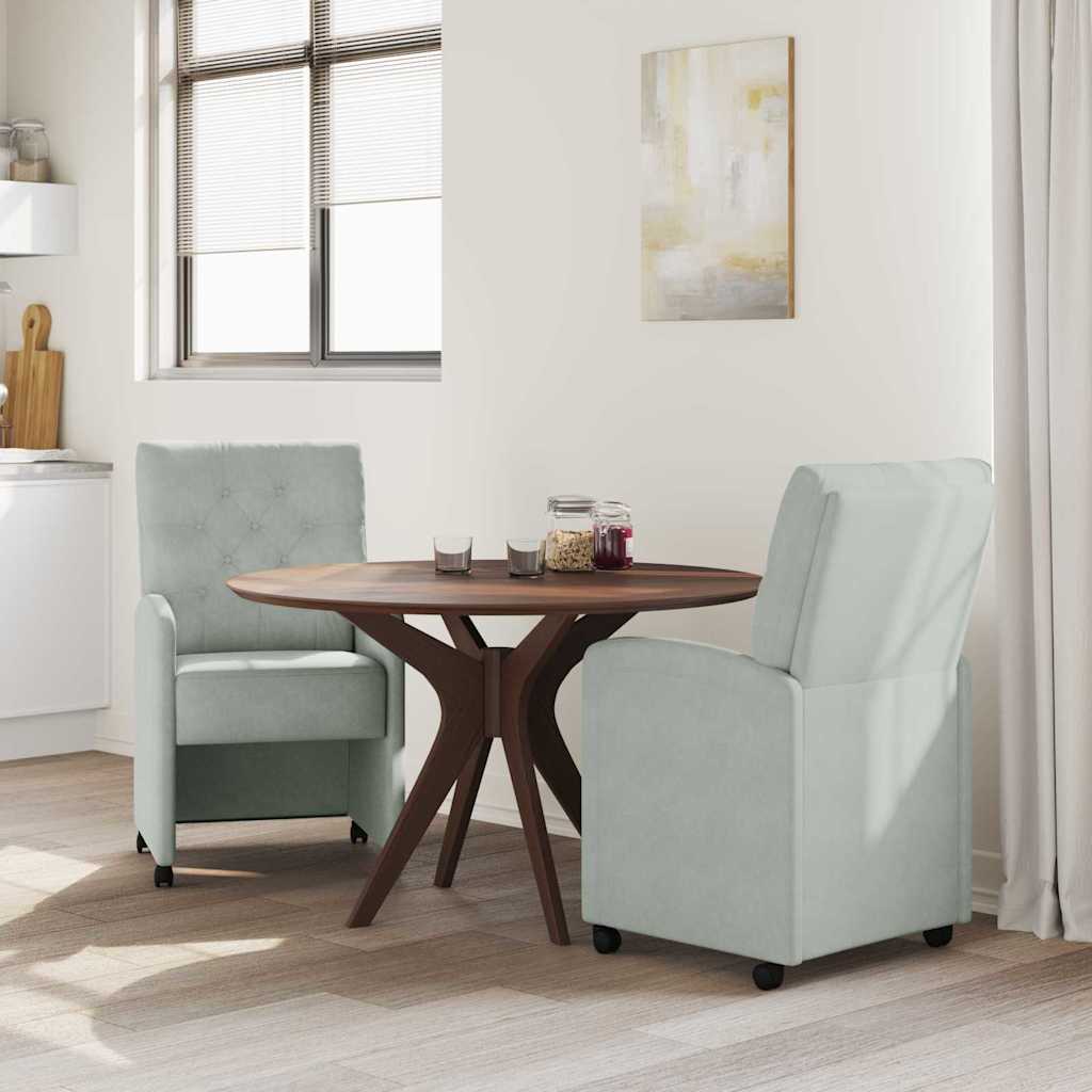 Esszimmerstühle mit Rollen 2 pcs Hellgrau 58 x 67 x 97 cm Samt