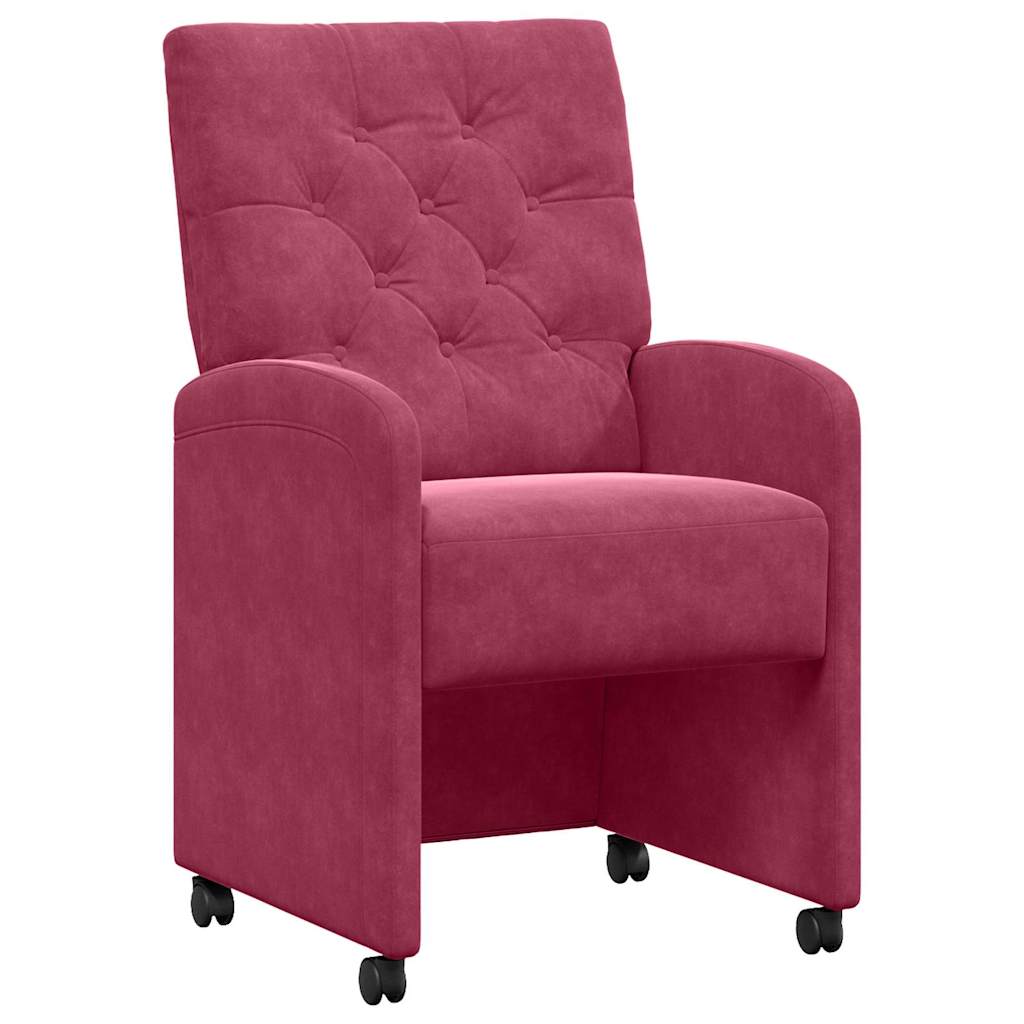 Esszimmerstühle mit Rollen 2 pcs Weinrot 58 x 67 x 97 cm Samt