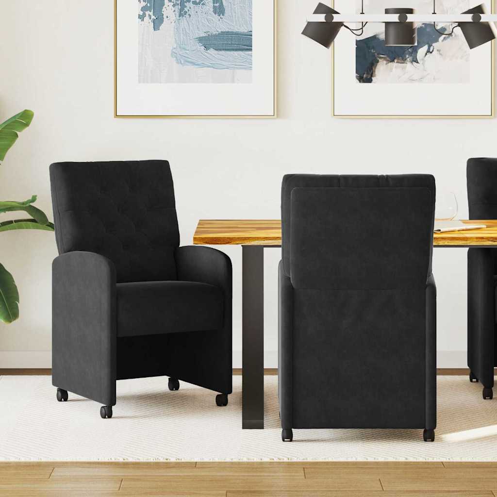 Esszimmerstühle mit Rollen 2 pcs Schwarz 58 x 67 x 97 cm Samt