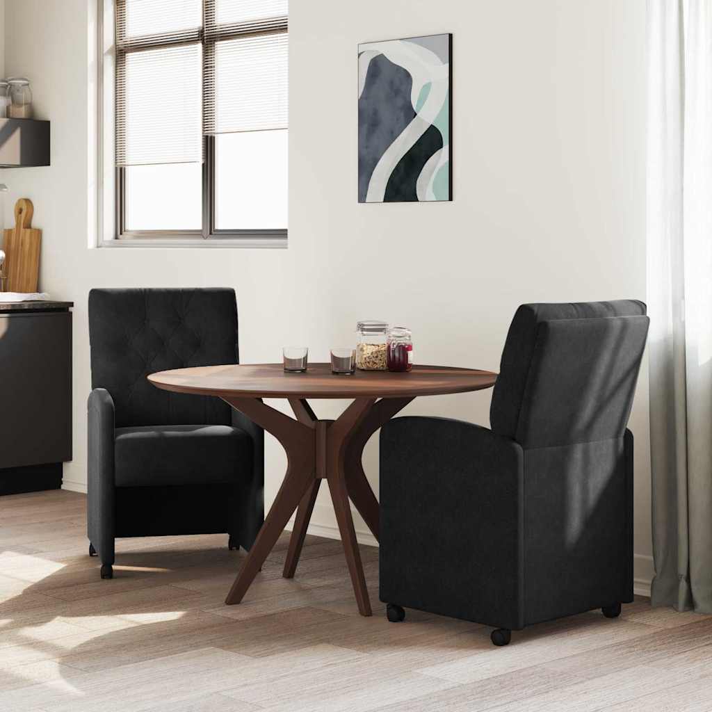 Esszimmerstühle mit Rollen 2 pcs Schwarz 58 x 67 x 97 cm Samt
